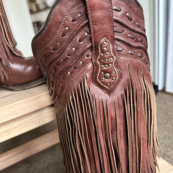 Corral Fringe Cowboy Boots Womens 8.5 Brown - Picture 3 of 9
